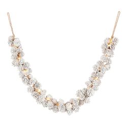 Guirlanda de Pinhas Brancas Led. Medição: 150X7cm