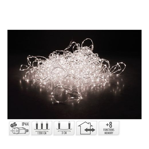 Guirlanda de Fio Macio 400 Leds Branco Quente 8 Funções 15m