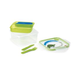 Tartaruga quadrada hermética com talheres e recorte acumulador 1.4l