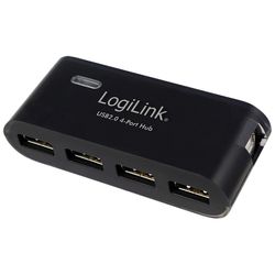 Hub USB 2.0 à 4 ports, noir - avec alimentation et câble USB Logilink
