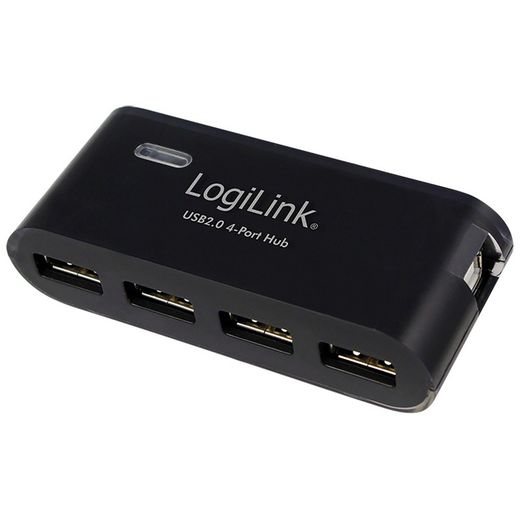 Hub USB 2.0 à 4 ports, noir - avec alimentation et câble USB Logilink