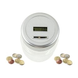 Cofrinho com euro eletrônico e contador de moedas