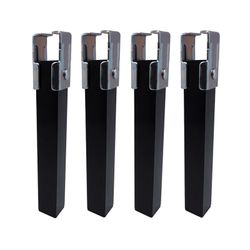 Lot de 4 pieds de sommier Pt25 40x30x255mm sans roulette, noir 96404 Micel