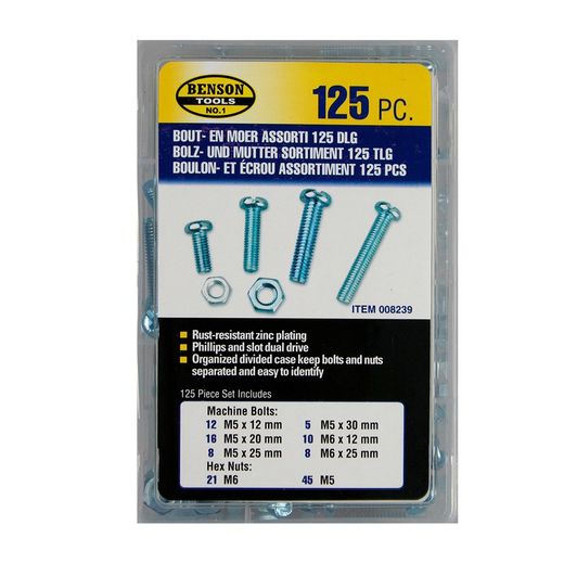 Parafusos de fixação com porca 125 peças