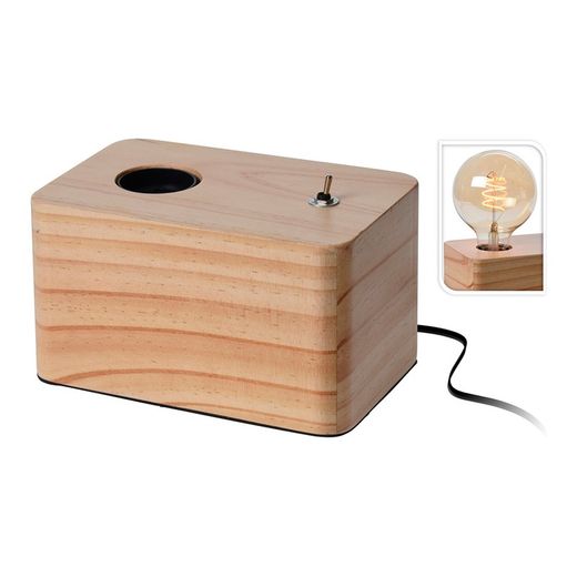 Lampe avec socle en bois 20x20x8,8cm