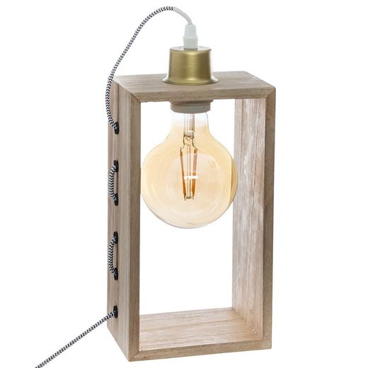 Lámpara Rectangular De Madera E27