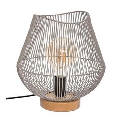 Candeeiro de mesa cinza E27 Col.'Jena' 28x26cm