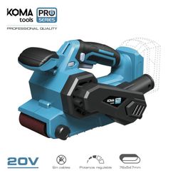 Ponceuse à bande 20v (sans batterie ni chargeur) 14x27,5x17cm Batterie Koma Tools Pro Series