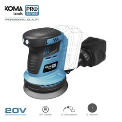 Ponceuse excentrique sans balais 20v (sans batterie ni chargeur) 13x30x15cm Batterie Koma Tools Pro Series