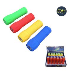 Lanterna 9 led edição de borracha (pilhas incluídas) cores sortidas