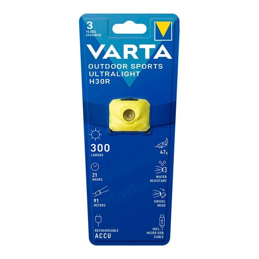 Lanterna de cabeça amarela Varta Ultralight H30r