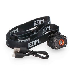 Lanterna principal frontal 1 Led 8w 400lm Edm recarregável
