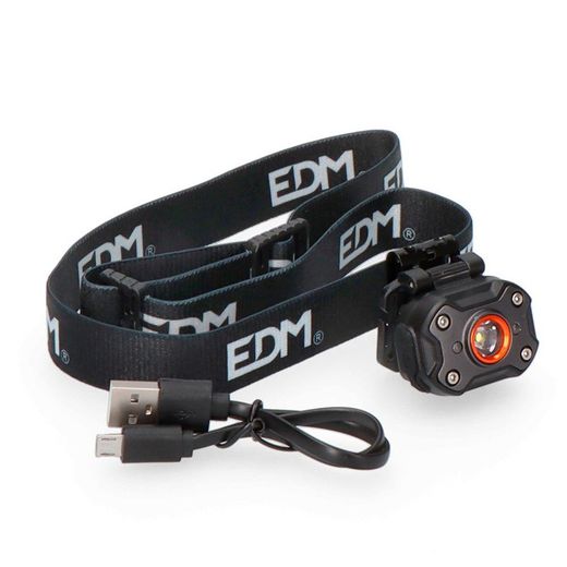 Lampe de poche frontale 1 Led 8w 400lm rechargeable Edm