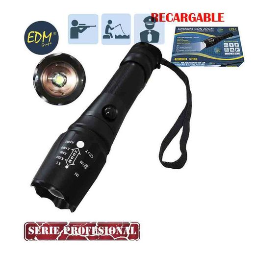 Lanterna tática recarregável com zoom 1 superled 10w cree xml-t6