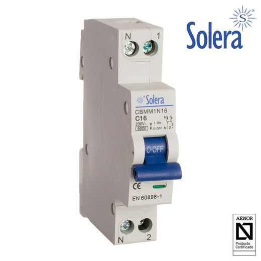 Solera magnetotérmica 1 pólo+ Neutro 10a (Estreito) (Embalado retrátil) Cbmm1n10
