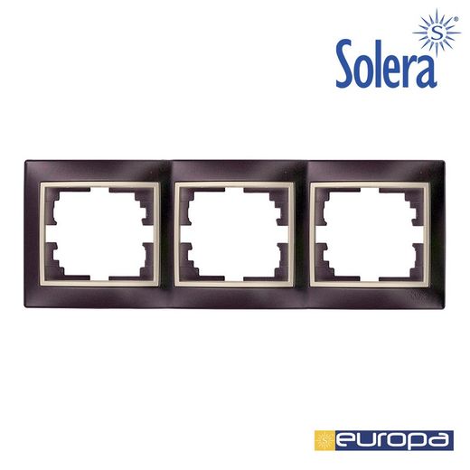 Moldura para 3 Elementos Horizontais Preto e Pérola 225x81x10mm S.Europa Solera Erp73nu