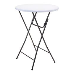 Mesa Redonda de Jardim. Dobrável, Polietileno. Cor: Branco Ø80x110cm Progarden