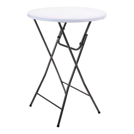 Mesa Redonda de Jardim. Dobrável, Polietileno. Cor: Branco Ø80x110cm Progarden