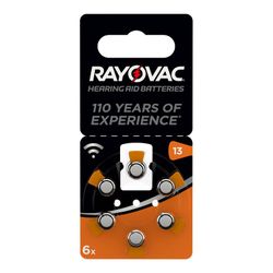 Micro Pile pour Appareil Auditif Rayovac Za13 1.45v (Blister de 6 Piles) Ø8x6mm