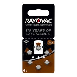 Micro Pile pour Appareil Auditif Rayovac Za312 1,45v (Blister de 6 Piles) Ø7,9x3,6mm