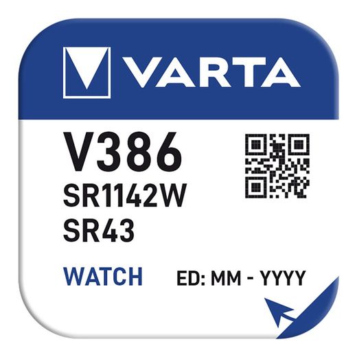 Bateria Micro Botão Varta Silver Sr43 - V386 1,55v (Blister 1 Unidade) Ø11,6x4,2mm