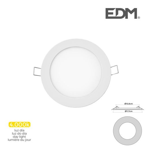 Mini led edm downlight 6w 320 lúmen redondo 12cm 4.000k moldura branca