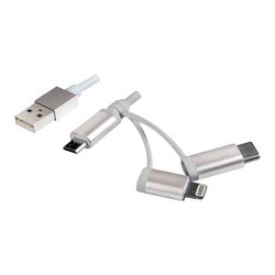 Multi Cabo 1m Usb 2.0 A para Usb C + Micro B + Lightning L Logilink