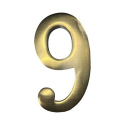 Número 9 Latão Polido 10cm Fixação Invisível