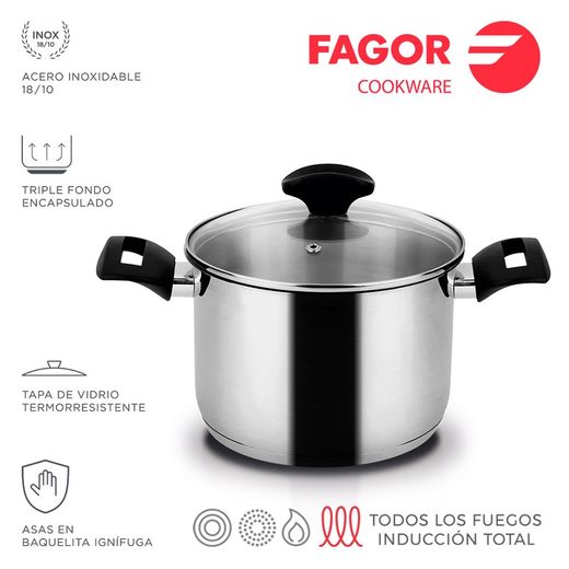 Pot Alaia + couvercle ø18cm inox 18/10 fagor
