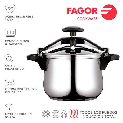 Pote bombeado clássico 10l inox 18/10 fagor