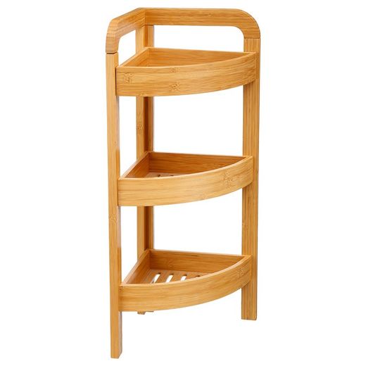 Organizador de Banheiro de Canto 3 Níveis Bambu 23 X23 X61cm