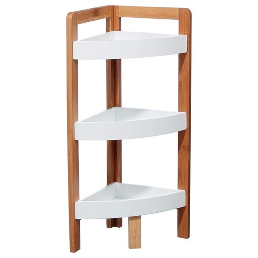 Organizador de banheiro de canto 3 níveis bambu 61x23cm