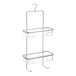 Organizador transparente de chuveiro de polipropileno com duas bandejas