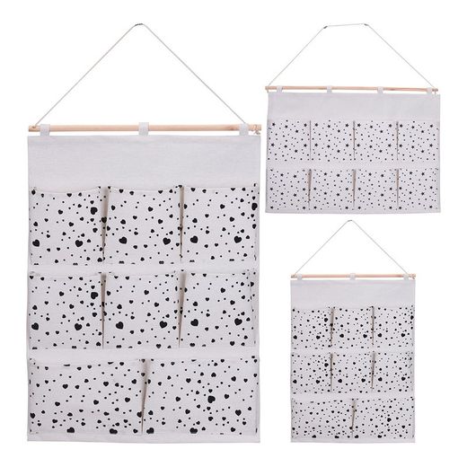 Grand organiseur tissu et bois 71x52x5cm avec 8 départements modèles assortis
