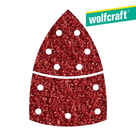 Pack de 10 Feuilles Abrasives Adhésives Grain 60 Corindon Perforé Triangulaire 1812000 Wolfcraft