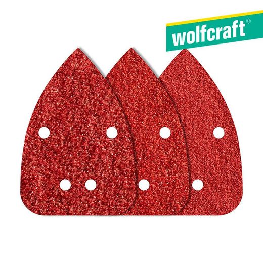 Pack de 10 Feuilles Abrasives Adhésives, Corindon Grain 80,120,240 Perforées 96x136mm 1756000 Wolfcraft