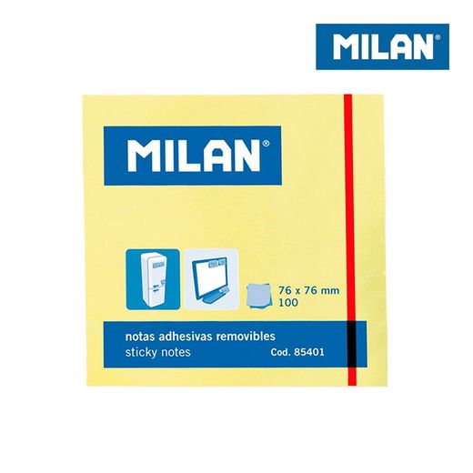 Pacote de 100 notas adesivas 76x76mm milão