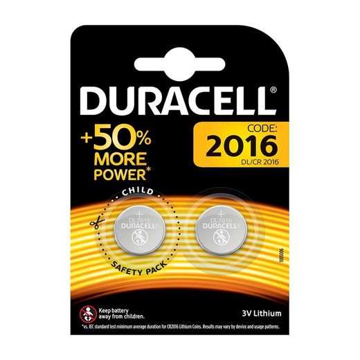 Pack 2 piles bouton cr2016 duracell