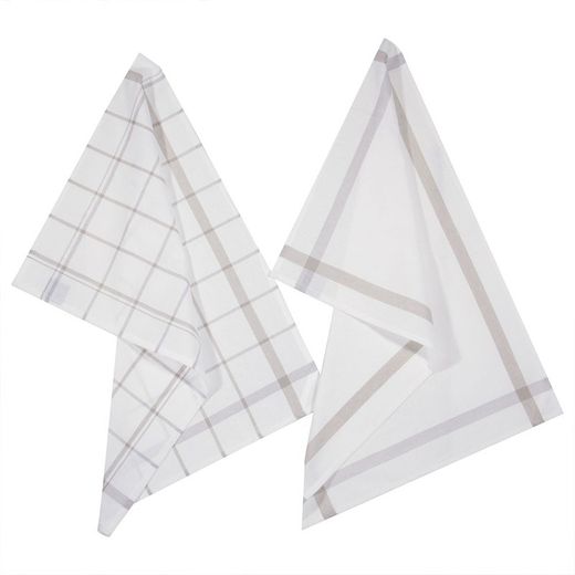 Lot de 2 torchons de cuisine gris 45x70cm