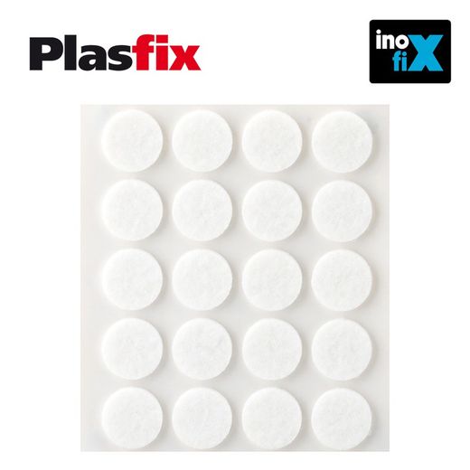Pacote de 20 feltros adesivos sintéticos brancos de diâmetro 17mm plasfix inofix