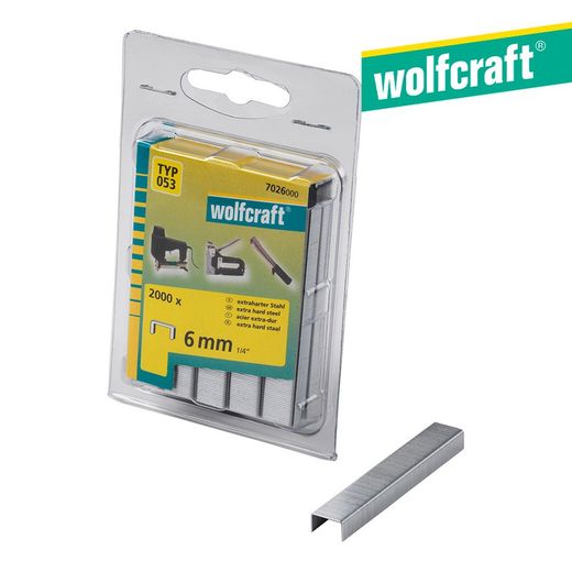 Pacote de 2.000 grampos para coluna, largura 6 mm. 7026000 Wolfcraft