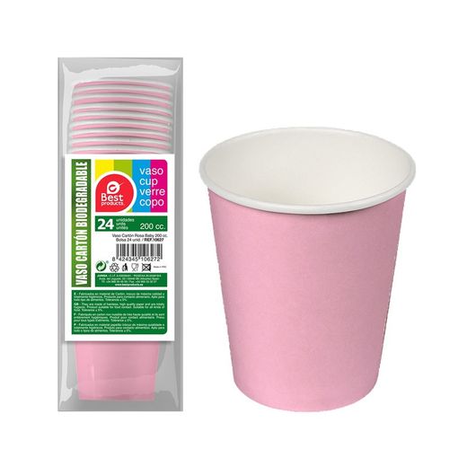 Pacote de 24 Copos de Papel Rosa Bebê 200cc Melhores Produtos Verde