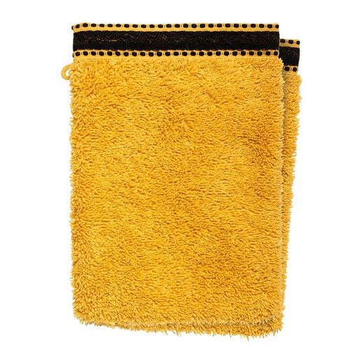 Pack de 2 Luvas-Toalhas de Banho Premium Cor Mostarda 15x21cm