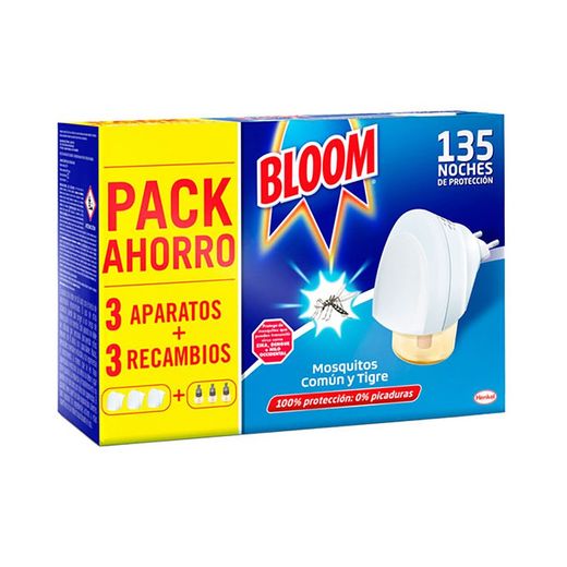 Pack Économie Insect Bloom 3 unités Appareil + 3 Pièces de Rechange Moustiques Communs et Tigres