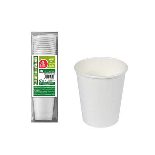 Pack de 30 unités. Gobelet en Carton Blanc 120cc Meilleurs Produits Vert