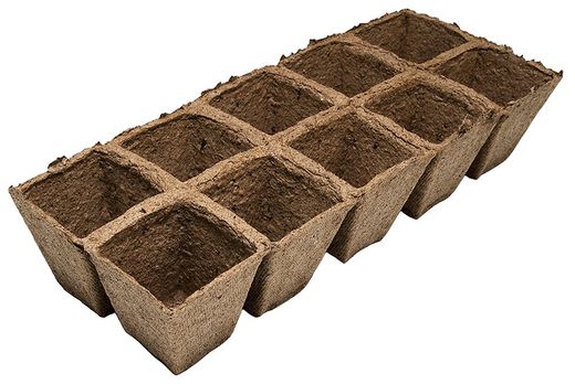 Pacote de 3 bandejas de 10 potes de turfa 6x6