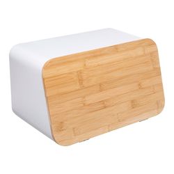 Caixa para pão com tábua de cortar Branco-Bambu Col.'Blanc Kitchen'
