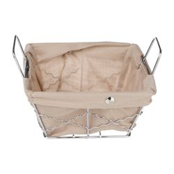 modelos variados de cesta de pães de metal e têxtil