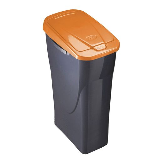 Lixeira Ecobin 15 Litros Com Tampa Cor Preto/Laranja 31x20x42cm Mondex