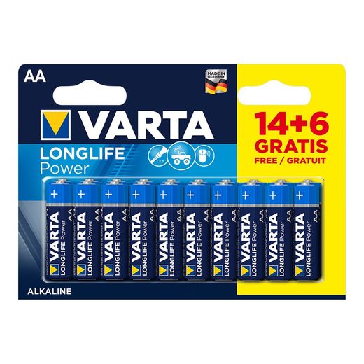 Bateria varta de alta energia lr6 aa 1.5v pack 14 + 6uni
